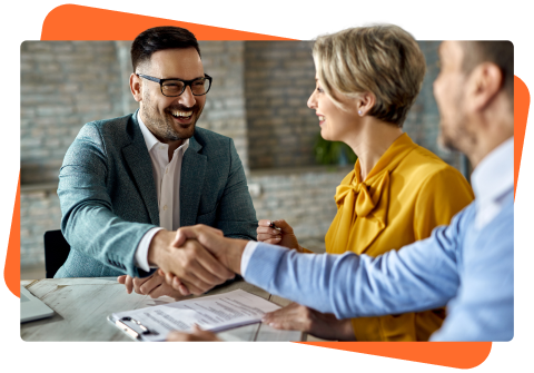 3 people shaking hands at a table - payment solutions