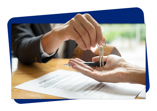 one hand handing key to another person - real estate payment solutions