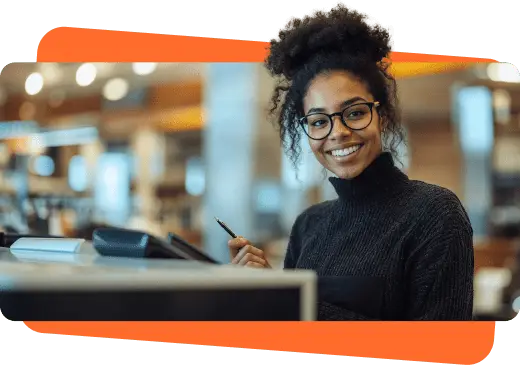 Woman at cash - payment solutions