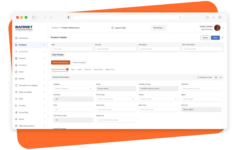 barnet pos dashboard